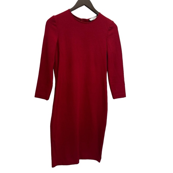 Vince Burgundy Red Shift Dress 3/4 Sleeves Round Neck Size S - Picture 2 of 14